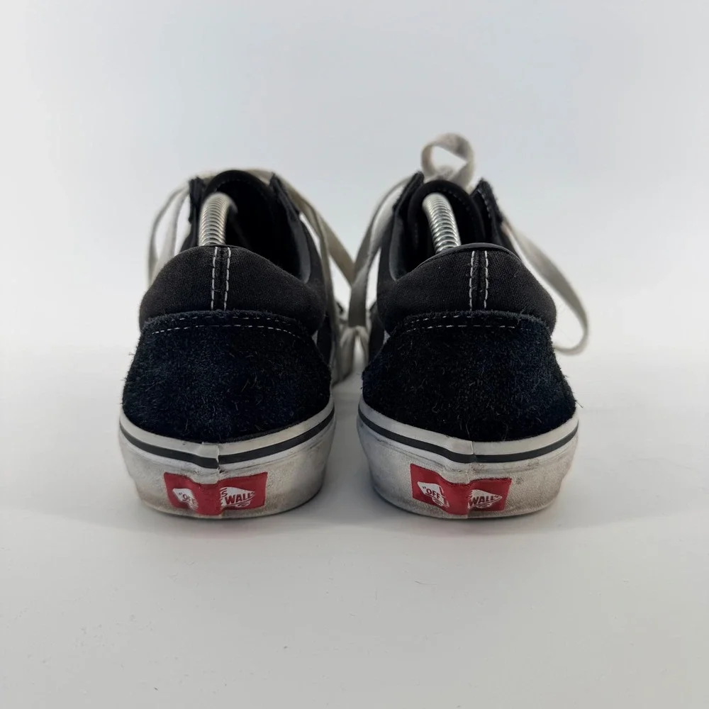 Vans Old Skool Classic Skate Shoes‎ Low Top Black White Suede Canvas Mens 8.5